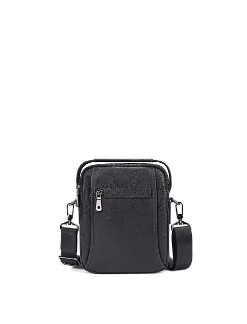 Мужская сумка кросс-боди кожаная черная - фото 1 - Miraton