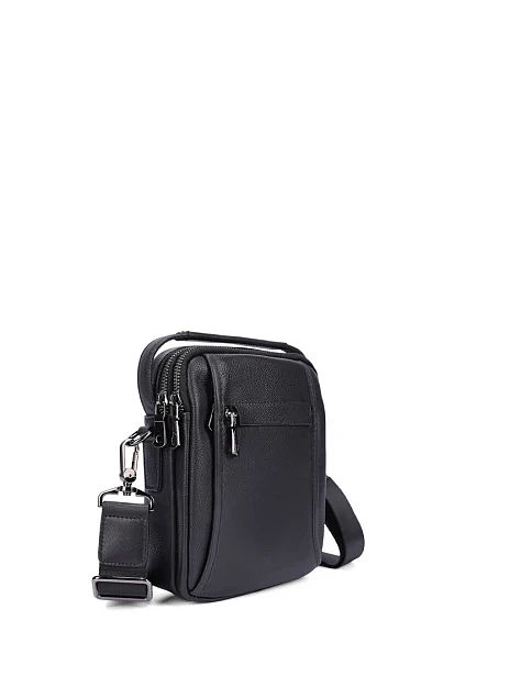 Мужская сумка кросс-боди кожаная черная - фото 2 - Miraton