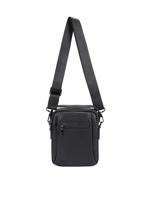 Мужская сумка кросс-боди кожаная черная - фото 6 - Miraton