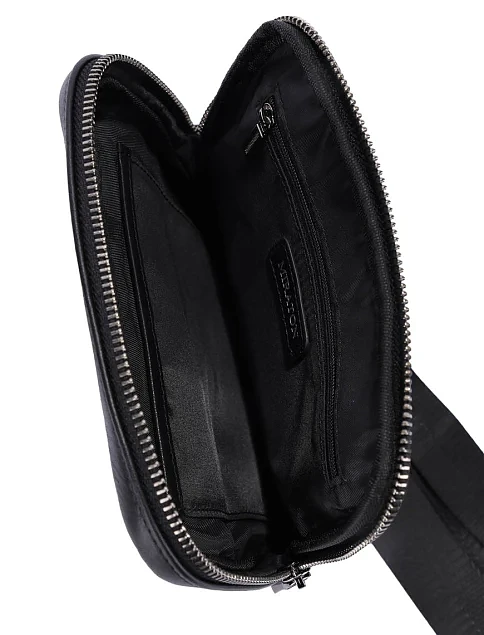 Мужская сумка кросс-боди кожаная черная - фото 5 - Miraton