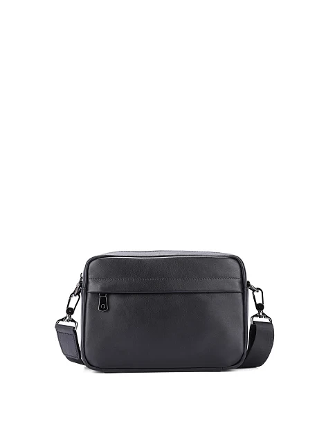 Мужская сумка кросс-боди кожаная черная - фото 1 - Miraton