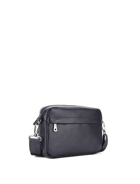 Мужская сумка кросс-боди кожаная черная - фото 2 - Miraton