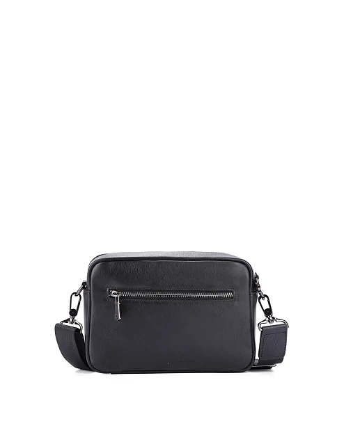 Мужская сумка кросс-боди кожаная черная - фото 3 - Miraton