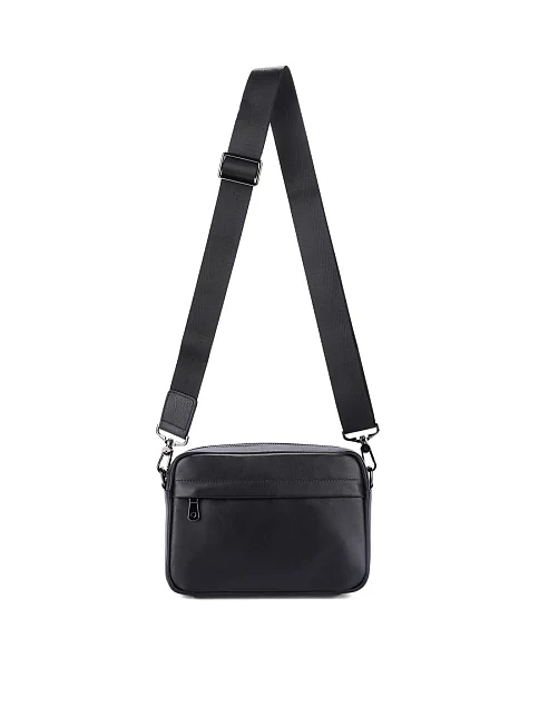 Мужская сумка кросс-боди кожаная черная - фото 4 - Miraton