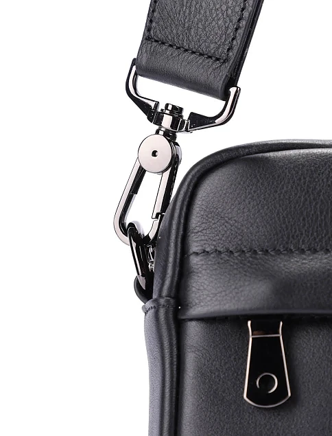 Мужская сумка кросс-боди кожаная черная - фото 5 - Miraton