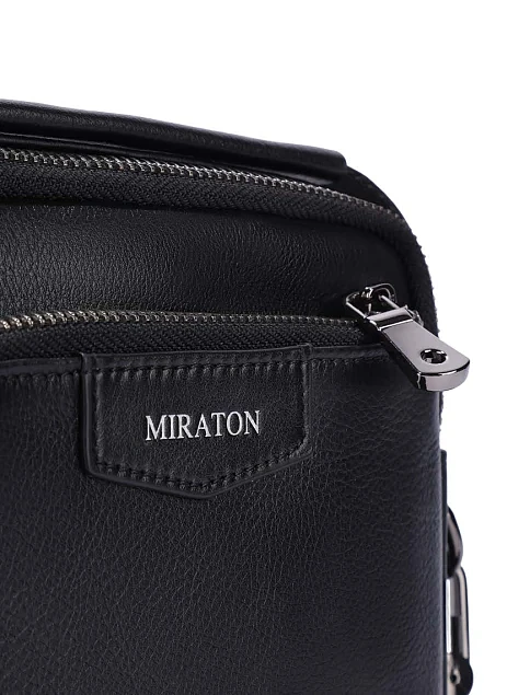 Мужская сумка кросс-боди кожаная черная - фото 4 - Miraton