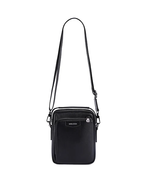 Мужская сумка кросс-боди кожаная черная - фото 6 - Miraton