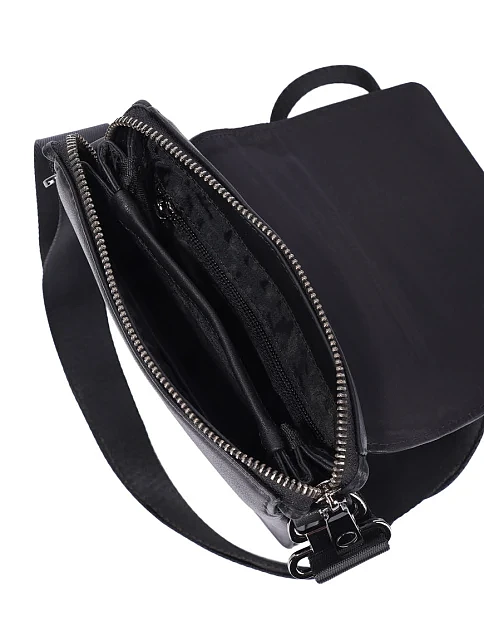 Чоловіча сумка месенджер шкіряна чорна - фото 5 - Miraton