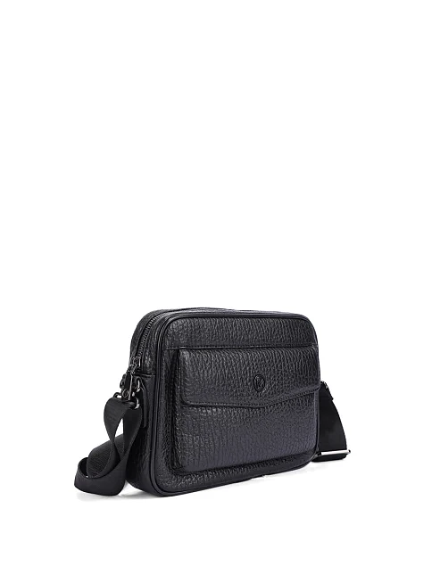 Мужская сумка кросс-боди кожаная черная - фото 2 - Miraton