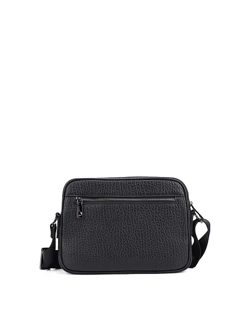 Мужская сумка кросс-боди кожаная черная - фото 3 - Miraton