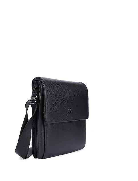 Мужская сумка мессенджер кожаная черная - фото 2 - Miraton