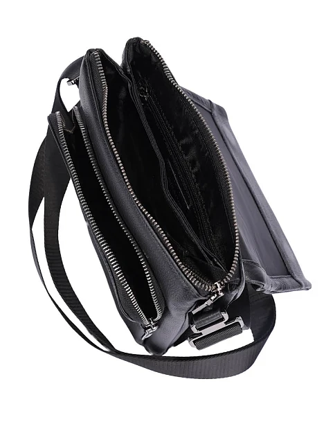 Мужская сумка мессенджер кожаная черная - фото 5 - Miraton