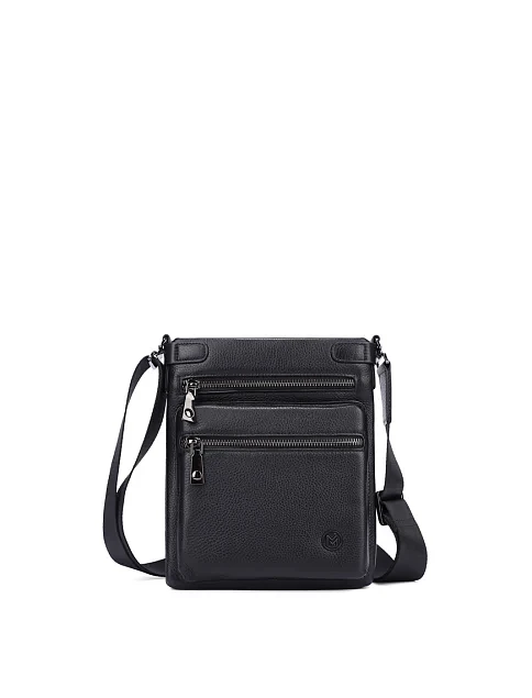 Мужская сумка мессенджер кожаная черная - фото 1 - Miraton