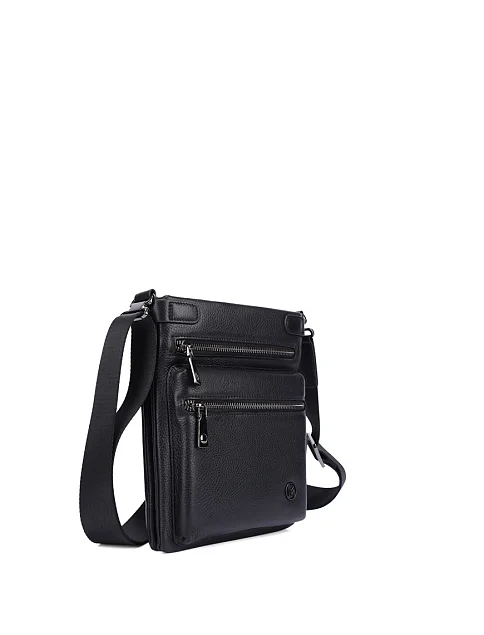 Мужская сумка мессенджер кожаная черная - фото 2 - Miraton