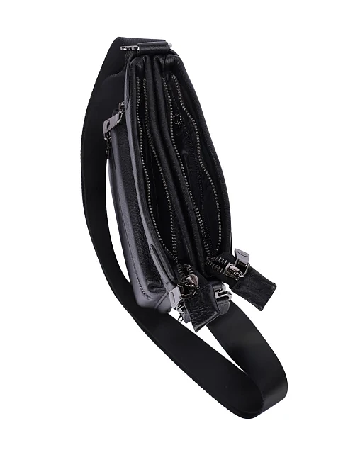 Мужская сумка мессенджер кожаная черная - фото 5 - Miraton