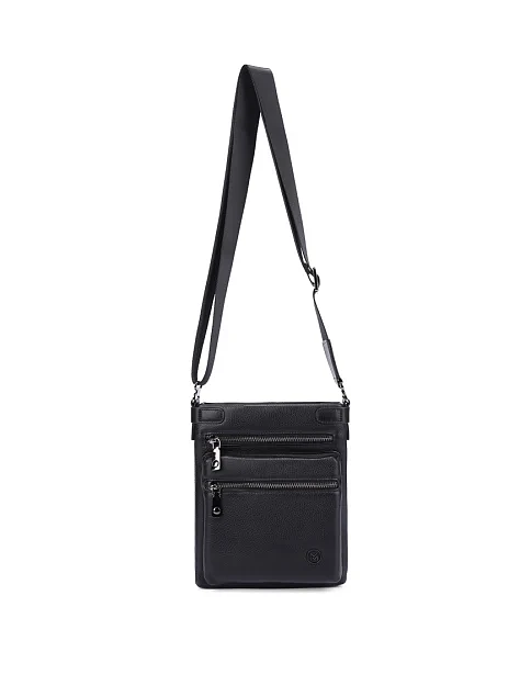 Мужская сумка мессенджер кожаная черная - фото 6 - Miraton