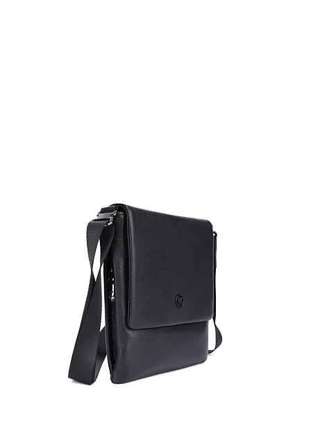 Мужская сумка мессенджер кожаная черная - фото 2 - Miraton