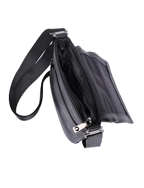 Мужская сумка мессенджер кожаная черная - фото 5 - Miraton