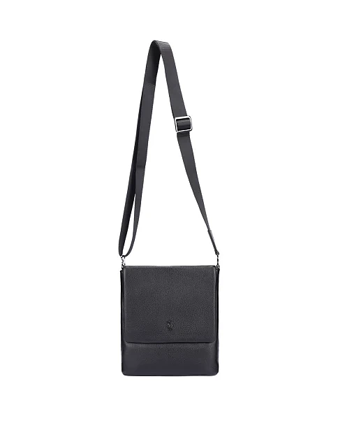 Мужская сумка мессенджер кожаная черная - фото 6 - Miraton