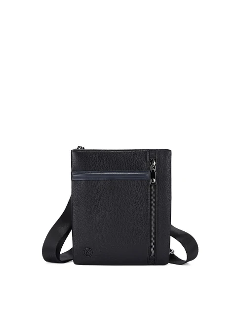 Мужская сумка через плечо кожаная черная - фото 1 - Miraton