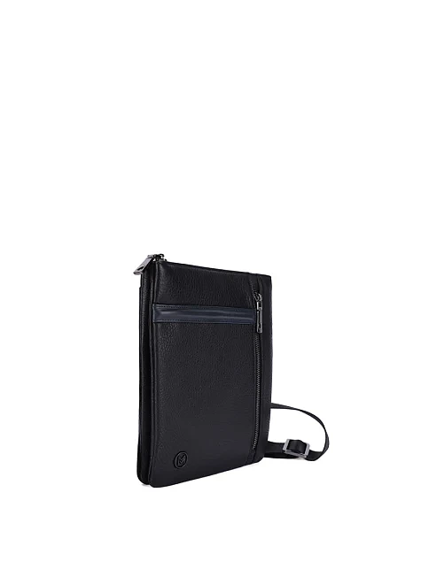 Мужская сумка через плечо кожаная черная - фото 2 - Miraton