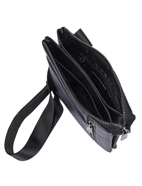 Мужская сумка через плечо кожаная черная - фото 5 - Miraton