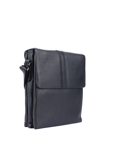 Мужская сумка мессенджер кожаная черная - фото 2 - Miraton