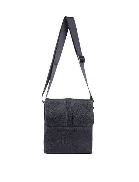 Мужская сумка мессенджер кожаная черная - фото 4 - Miraton