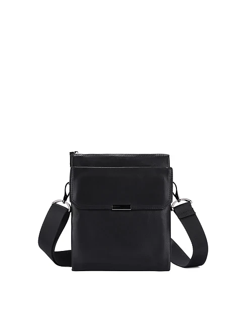 Мужская сумка мессенджер кожаная черная - фото 1 - Miraton