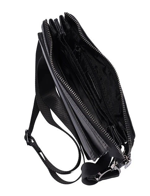 Мужская сумка мессенджер кожаная черная - фото 5 - Miraton