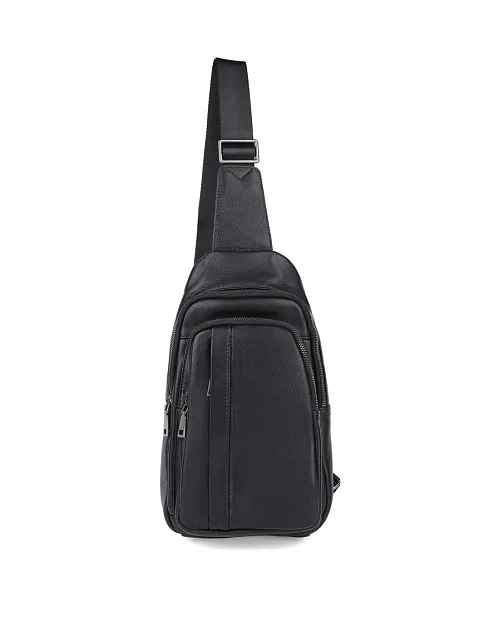 Мужская сумка кожаная черная - фото 4 - Miraton