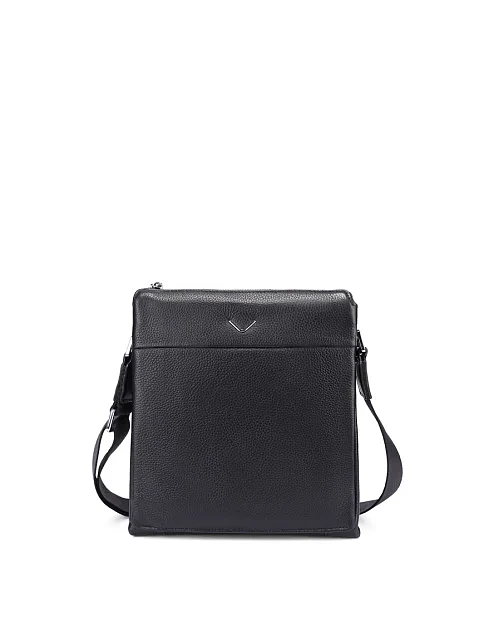 Мужская сумка через плечо кожаная черная - фото 1 - Miraton