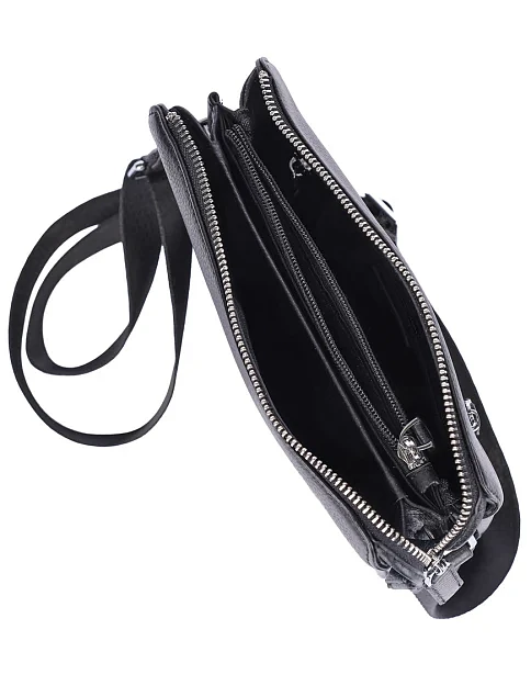 Мужская сумка через плечо кожаная черная - фото 5 - Miraton