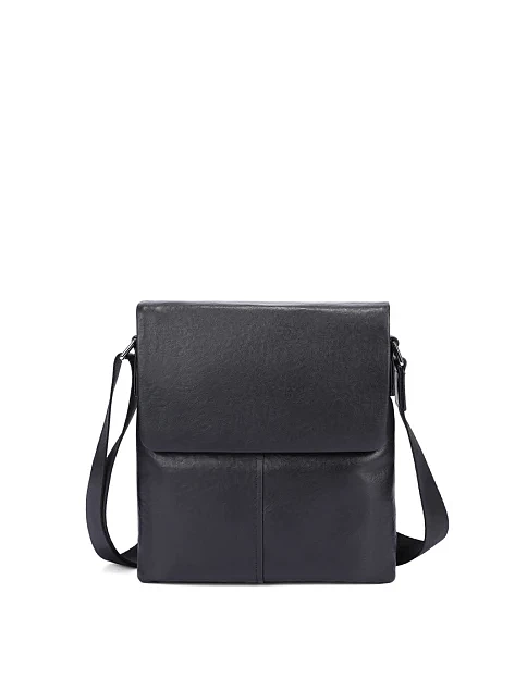 Мужская сумка мессенджер кожаная черная - фото 1 - Miraton