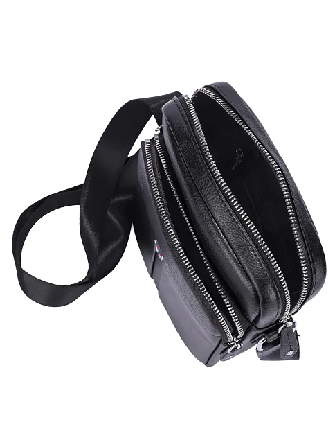 Мужская сумка мессенджер кожаная черная - фото 5 - Miraton