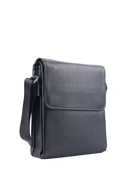 Мужская сумка мессенджер кожаная черная - фото 2 - Miraton
