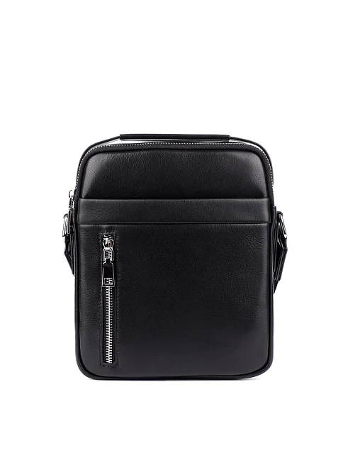 Мужская сумка мессенджер кожаная черная - фото 1 - Miraton