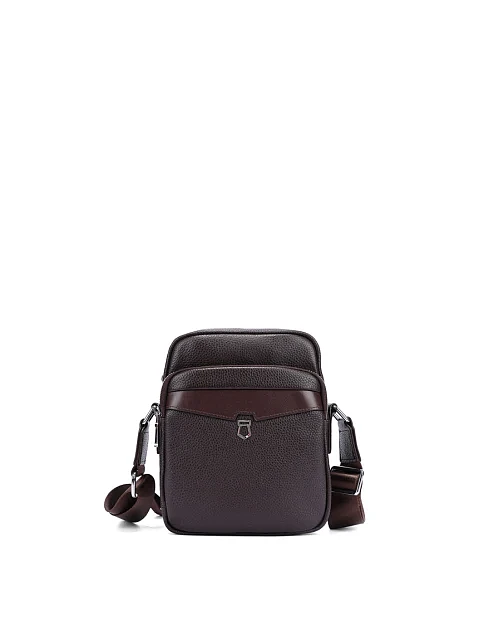 Мужская сумка мессенджер кожаная коричневая - фото 1 - Miraton