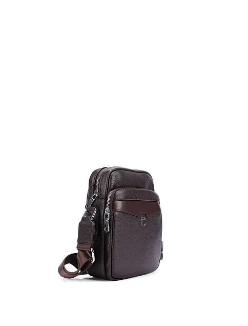 Мужская сумка мессенджер кожаная коричневая - фото 2 - Miraton