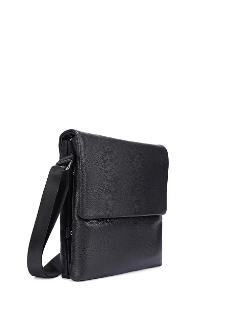 Мужская сумка мессенджер кожаная черная - фото 2 - Miraton