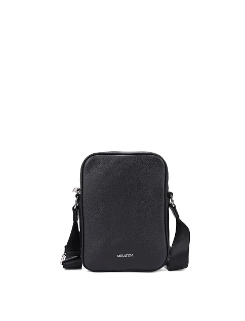 Чоловіча сумка через плече шкіряна чорна - фото 1 - Miraton