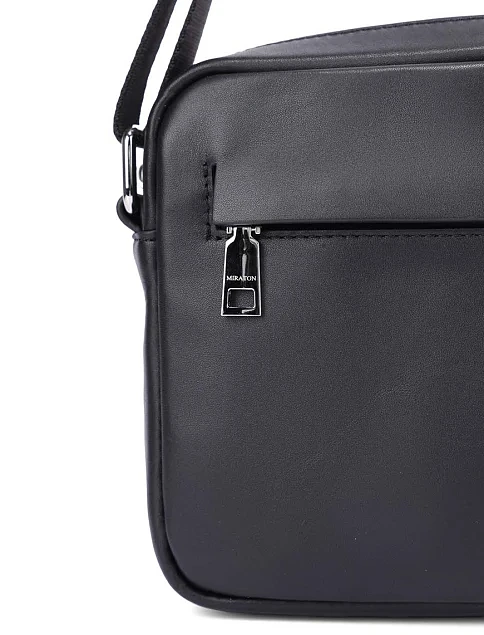Чоловіча сумка крос-боді шкіряна чорна - фото 4 - Miraton