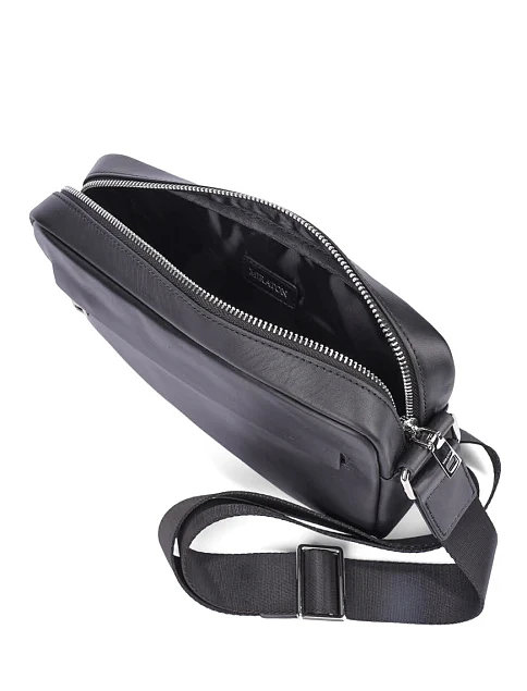 Чоловіча сумка крос-боді шкіряна чорна - фото 5 - Miraton