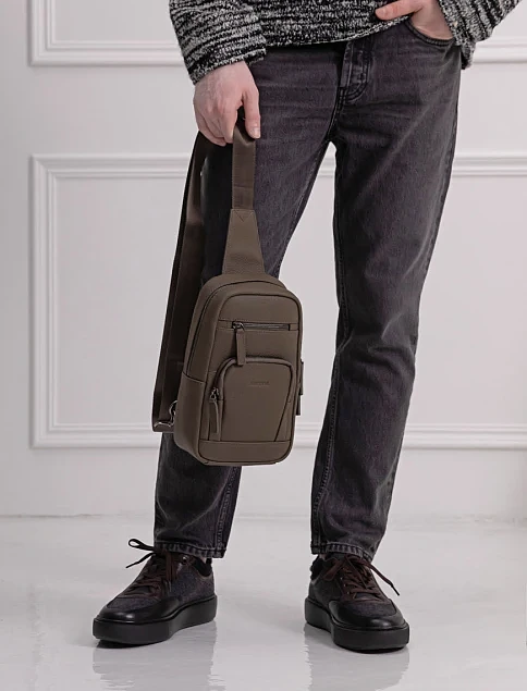 Мужская сумка кожаная серая - фото 2 - Miraton