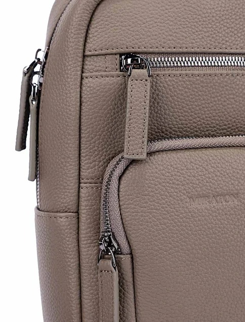 Мужская сумка кожаная серая - фото 5 - Miraton