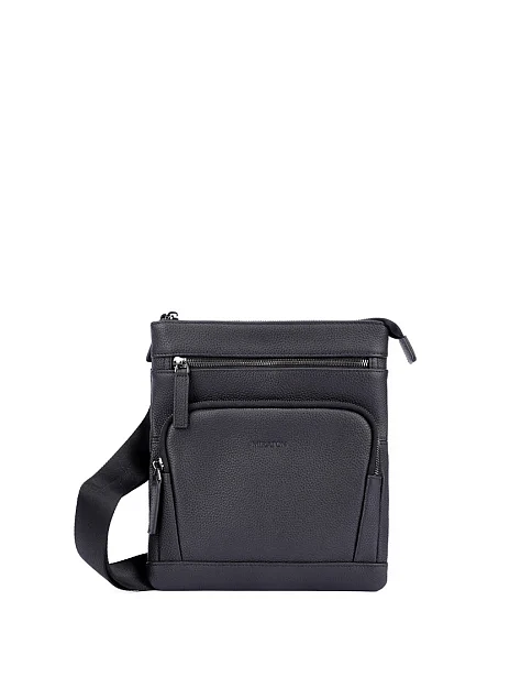 Мужская сумка мессенджер кожаная черная - фото 1 - Miraton