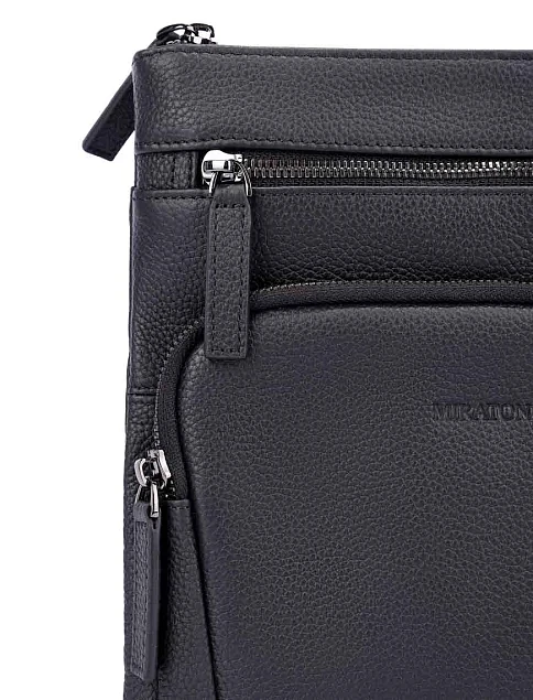Мужская сумка мессенджер кожаная черная - фото 4 - Miraton