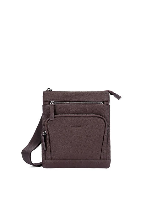 Мужская сумка мессенджер кожаная коричневая - фото 1 - Miraton
