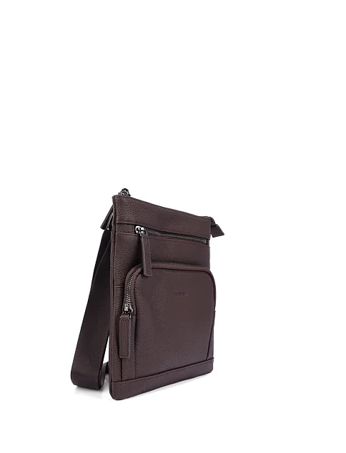 Мужская сумка мессенджер кожаная коричневая - фото 2 - Miraton