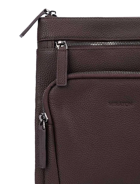Мужская сумка мессенджер кожаная коричневая - фото 4 - Miraton